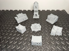 Load image into Gallery viewer, 15mm Desert Village 5 Desert Houses plus 1 x Watch Tower and Fountain - Scatter Terrain
