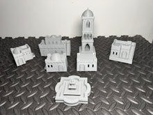 Load image into Gallery viewer, 15mm Desert Village 5 Desert Houses plus 1 x Watch Tower and Fountain - Scatter Terrain