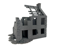 Load image into Gallery viewer, 28mm Ruined Rubble Destroyed House Tabletop Terrain Wargaming Buildings