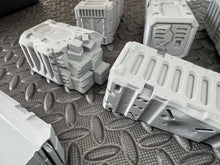 Load image into Gallery viewer, Shipping Container and Sci Fi Cargo Pack of 8 - 28mm - 32mm 3D Printed in Grey