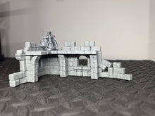 Load image into Gallery viewer, Ruined Terrain Ancient Castle Corner Walkway 28mm Tabletop RPG Wargaming Scenery