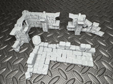 Load image into Gallery viewer, Ruined Terrain Ancient Castle Corner Walkway 28mm Tabletop RPG Wargaming Scenery