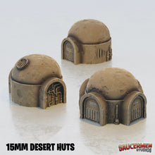 Load image into Gallery viewer, 15mm Desert Settlement Huts Habs Buildings Sci-Fi Scatter Terrain 3D Printed