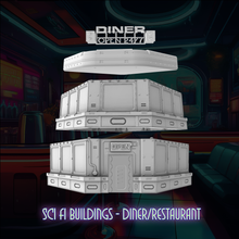 Load image into Gallery viewer, Sci Fi Diner Restaurant Building Tabletop Terrain Scenery 28mm 32mm 3D Printed