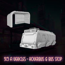 Load image into Gallery viewer, School Bus & Bus Stop Sci-Fi Vehicles Skirmish Games Scatter Terrain 28mm 32mm
