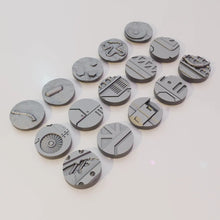 Load image into Gallery viewer, 15 x 25mm Sci-Fi Round Bases for Miniatures - 3d Printed Tabletop Terrain