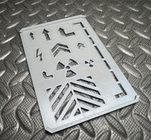 Load image into Gallery viewer, 3D Printed Sci-Fi Stencil Palette with Industrial Shapes for Airbrushing & Terrain 10x14cm