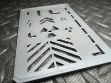 Load image into Gallery viewer, 3D Printed Sci-Fi Stencil Palette with Industrial Shapes for Airbrushing & Terrain 10x14cm