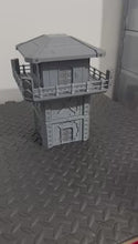 Load and play video in Gallery viewer, Sci Fi Building Battle Watch Tower Tabletop Terrain Scenery 28mm 32mm 3D Printed