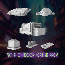 Load image into Gallery viewer, Urban Sci-fi Scatter Terrain Pack - Sci Fi City Terrain 28mm - 32mm 3D Printed