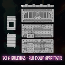 Load image into Gallery viewer, Sci Fi Derelict Rundown Apartments Tabletop Terrain Scenery 28mm 32mm 3D Printed