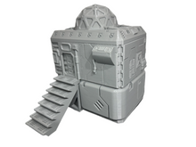 Load image into Gallery viewer, Futuristic Science Facility Sci-Fi Building 28mm 32mm 3D Printed in Grey Cyberpunk Style