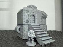 Load image into Gallery viewer, Futuristic Science Facility Sci-Fi Building 28mm 32mm 3D Printed in Grey Cyberpunk Style