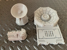 Load image into Gallery viewer, Radio Satellite Tech Scatter Pack Supply Depot Wargaming Sci-Fi 28mm 3D Printed