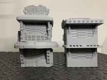 Load image into Gallery viewer, Flatline City Sci-Fi City Market Stalls Buildings Scenery Scatter Terrain 28mm 3D Printed