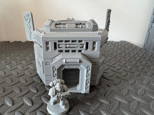 Load image into Gallery viewer, Futuristic Tattoo Shop Sci-Fi 28mm 3D Printed in Grey Cyberpunk Style