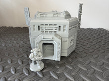 Load image into Gallery viewer, Futuristic Tattoo Shop Sci-Fi 28mm 3D Printed in Grey Cyberpunk Style