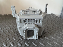 Load image into Gallery viewer, Futuristic Tattoo Shop Sci-Fi 28mm 3D Printed in Grey Cyberpunk Style