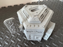 Load image into Gallery viewer, Futuristic Tattoo Shop Sci-Fi 28mm 3D Printed in Grey Cyberpunk Style