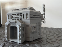Load image into Gallery viewer, Futuristic Tattoo Shop Sci-Fi 28mm 3D Printed in Grey Cyberpunk Style