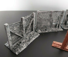 Load image into Gallery viewer, Wargame Table Top Fences Post Apocalytic Scenery Tile Hides 3d Printed Warhammer