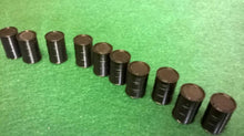 Load image into Gallery viewer, 10 x Oil Drums OO Gauge Models Lineside Railway Scenery Black Industrial Barrels