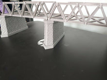 Load image into Gallery viewer, Lattice Girder Railway Bridge Double Track N Gauge 3 Stonework Support Piers