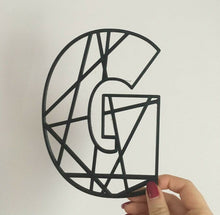Load image into Gallery viewer, Geometric Initial Letters Wall Art Kids Bedroom Sign Door Nursery Pick a Colour