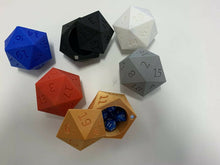 Load image into Gallery viewer, D20 Magnetic Dice Storage Box Dungeons and Dragons D&D Gaming & Free D20 Holder
