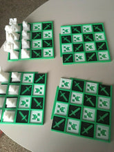 Load image into Gallery viewer, 3D Printed Chess Set Minechess Minecraft Style Chess Set Gameboard and Pieces