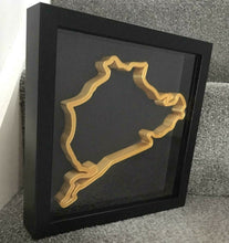 Load image into Gallery viewer, Nurburgring Circuit Replica Track Art In Frame Wall Mounted Race Track 3D Gold