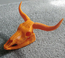 Load image into Gallery viewer, Bull Cow Skull with Horns Model Moving Jaw Bones 3d Printed Pick Your Colour