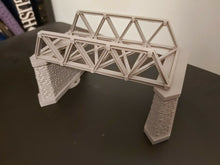 Load image into Gallery viewer, Lattice Girder Railway Bridge Double Track N Gauge 2 Stonework Support Piers