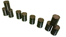 Load image into Gallery viewer, 10 x Oil Drums OO Gauge Models Lineside Railway Scenery Black Industrial Barrels