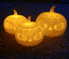 Load image into Gallery viewer, Halloween Pumpkins With Tealights x3 Small Medium Large 3d Print Jack O Lantern