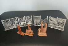 Load image into Gallery viewer, Wargame Table Top Fences Post Apocalytic Scenery Tile Hides 3d Printed Warhammer