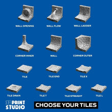 Load image into Gallery viewer, Dungeons and Dragons Style Sewers Tile Wall and Floor Pieces 2 x 2inch