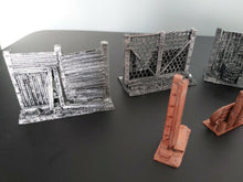 Load image into Gallery viewer, Wargame Table Top Fences Post Apocalytic Scenery Tile Hides 3d Printed Warhammer