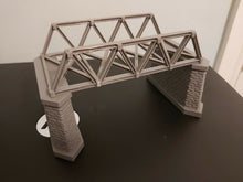 Load image into Gallery viewer, Lattice Girder Railway Bridge Double Track N Gauge 2 Stonework Support Piers