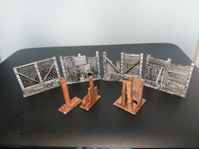 Load image into Gallery viewer, Wargame Table Top Fences Post Apocalytic Scenery Tile Hides 3d Printed Warhammer