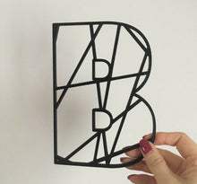 Load image into Gallery viewer, Geometric Initial Letters Wall Art Kids Bedroom Sign Door Nursery Pick a Colour