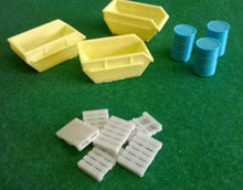 Load image into Gallery viewer, Builders Yard Equipment Skips Pallets and Barrels Railways Scenery 00/H0 Gauge
