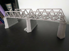 Load image into Gallery viewer, Lattice Girder Railway Bridge Double Track N Gauge 3 Stonework Support Piers