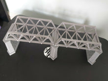 Load image into Gallery viewer, Lattice Girder Railway Bridge Double Track N Gauge 3 Stonework Support Piers