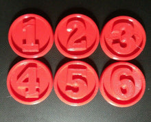 Load image into Gallery viewer, Warhammer 40k Style Objective Markers Bold Number Circular Colour Choice 40mm