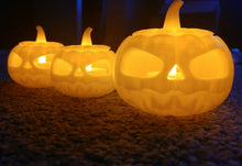Load image into Gallery viewer, Halloween Pumpkins With Tealights x3 Small Medium Large 3d Print Jack O Lantern