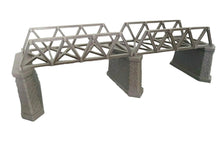 Load image into Gallery viewer, Lattice Girder Railway Bridge Double Track N Gauge 3 Stonework Support Piers