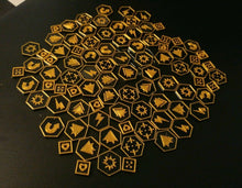 Load image into Gallery viewer, Warhammer 40K Kill Team Tokens Black & Gold Tactic Tokens x80