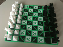 Load image into Gallery viewer, 3D Printed Chess Set Minechess Minecraft Style Chess Set Gameboard and Pieces