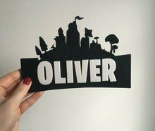 Load image into Gallery viewer, Fortnite Style Personalised Name Sign Door Hanging Wall Plaque Choice of Colours